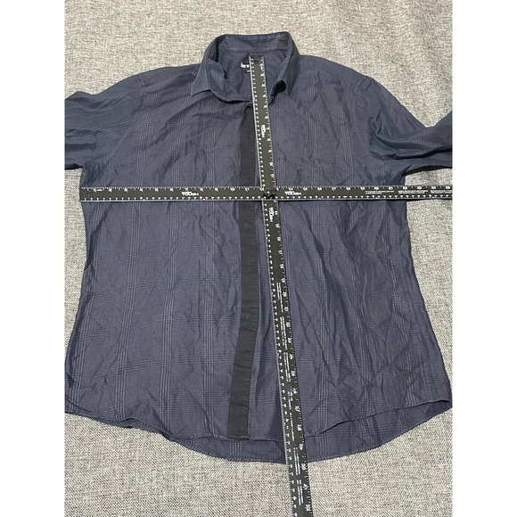 Bar 3 Slim Fit Men's 16 1/2 34-35 L Plaid Purple Black Long Sleeve Shirt - Picture 2 of 6